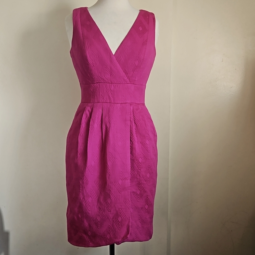 Taylor fuchsia sleeveless wrap mini dress size 4